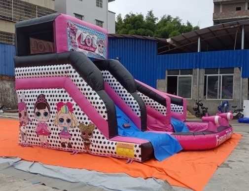اجاره تجاری پی وی سی 0.55 میلی متری بادی LOL Bounce House Slide Pink