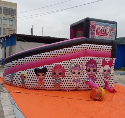اجاره تجاری پی وی سی 0.55 میلی متری بادی LOL Bounce House Slide Pink