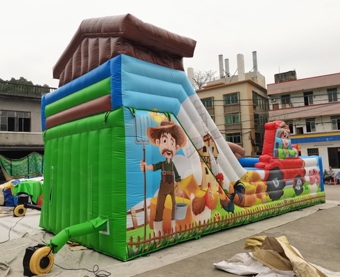 برزنت تجاری اسلاید فنری ترکیبی از مزرعه حیوانات خانه پرش بادی قلعه پرش