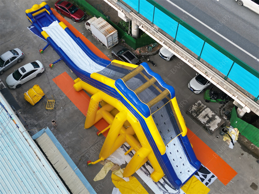 اسلاید آبی بزرگ و قابل انفجار تجاری 30x10.6m PVC برای پارک های تفریحی