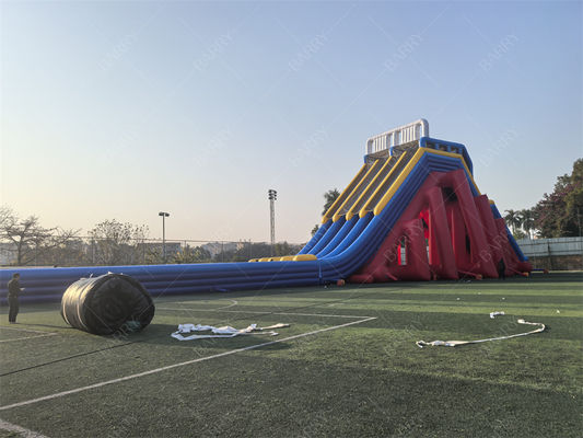 سر سره آبی بادی غول پیکر ماجراجویی سفارشی قرمز رنگ 65x18x15 متر، درجه تجاری، برای بزرگسالان