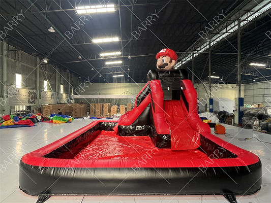 سر‌سره آبی بادی با تم تجاری سوپر ماریو بروس با استخر برای فروش یا اجاره برای مهمانی با تخفیف