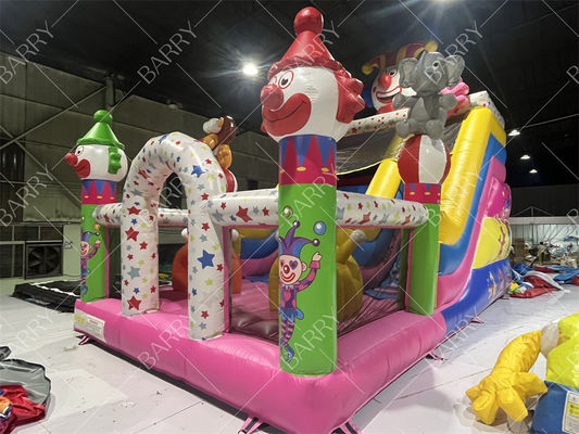 Premium Clown Theme Inflatable Slide With Commercial Circus Bouncy Castle Bouncer for Funny Playground Fun