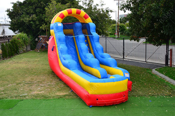 اسلاید آبی تجاری دو طرفه 15 فوت با استخر بزرگ اسلاید آب قابل انفجار برای بچه ها