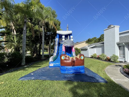 پارک آبی بادی پی وی سی با تم کوسه، استخر شنا با سرسره و استخر آب برای کودکان