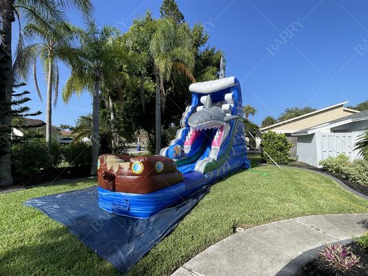 پارک آبی بادی پی وی سی با تم کوسه، استخر شنا با سرسره و استخر آب برای کودکان