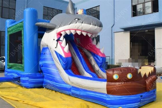 Commercial Shark Inflatable Bounce House Water Slide Combo for Kids Party Rental