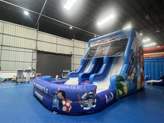 سرسره بادی سه لاین تم لیلو و استیچ | سرسره آبی تجاری برای کودکان