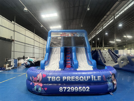 سرسره بادی سه لاین تم لیلو و استیچ | سرسره آبی تجاری برای کودکان