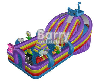 سفارشی ساخته شده آبی Cat Inflatable کودک نو پا بازی زمین / تجهیزات زمین بازی کودکان و نوجوانان با پریدن رنگارنگ خانه گزاف گویی