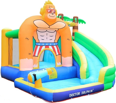 سرسره آبی بادی Doctor Dolphin برای خانه پرش آب کودک نوپا با استخر آب پاش