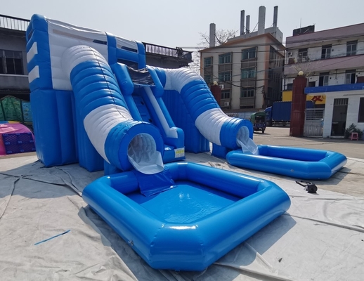 جامپر Combo Castle Pool سرسره های آبی بادی بزرگ چاپ دیجیتال دو سرسره بادی