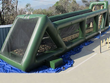 بالا 80ft سبز بازی بادی Inflatable Long Giant Inflatable Zip Line برای بزرگسالان