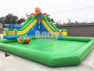 تم قلعه سبز ضد آب استخر با استخر با هشت پا Slide On Ground