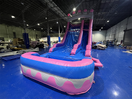 8.4x3.6x6m Custom Jumper Bouncy Kids Pink Princess Inflatable Water Slides For Party