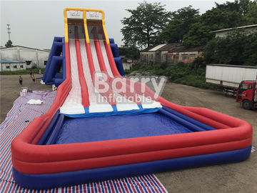 چهار خط بزرگ اسلاید آبگرم غول پیکر / PVC اسلاید آب با استخر بزرگ برای بزرگسالان